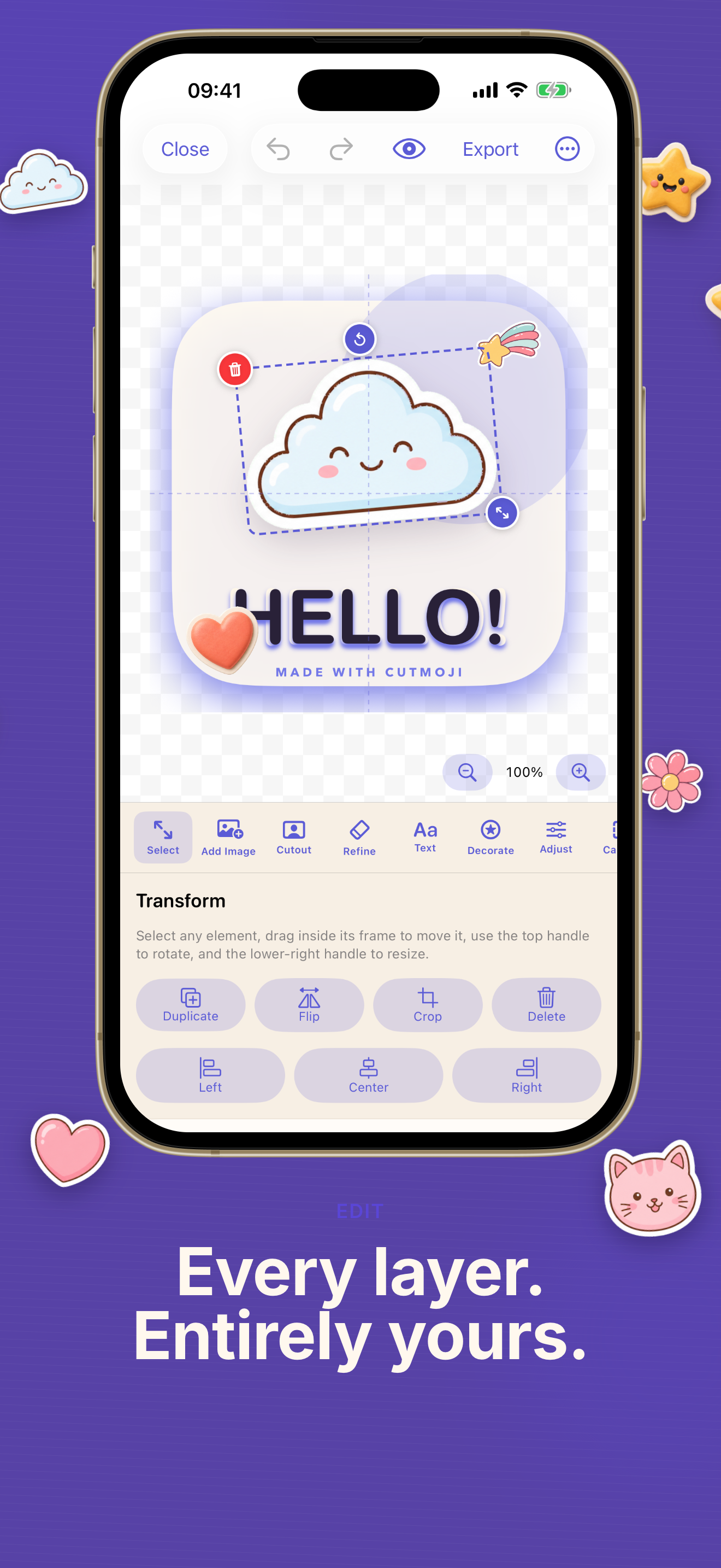 Cutmoji: Sticker Maker layer editor with text and style controls