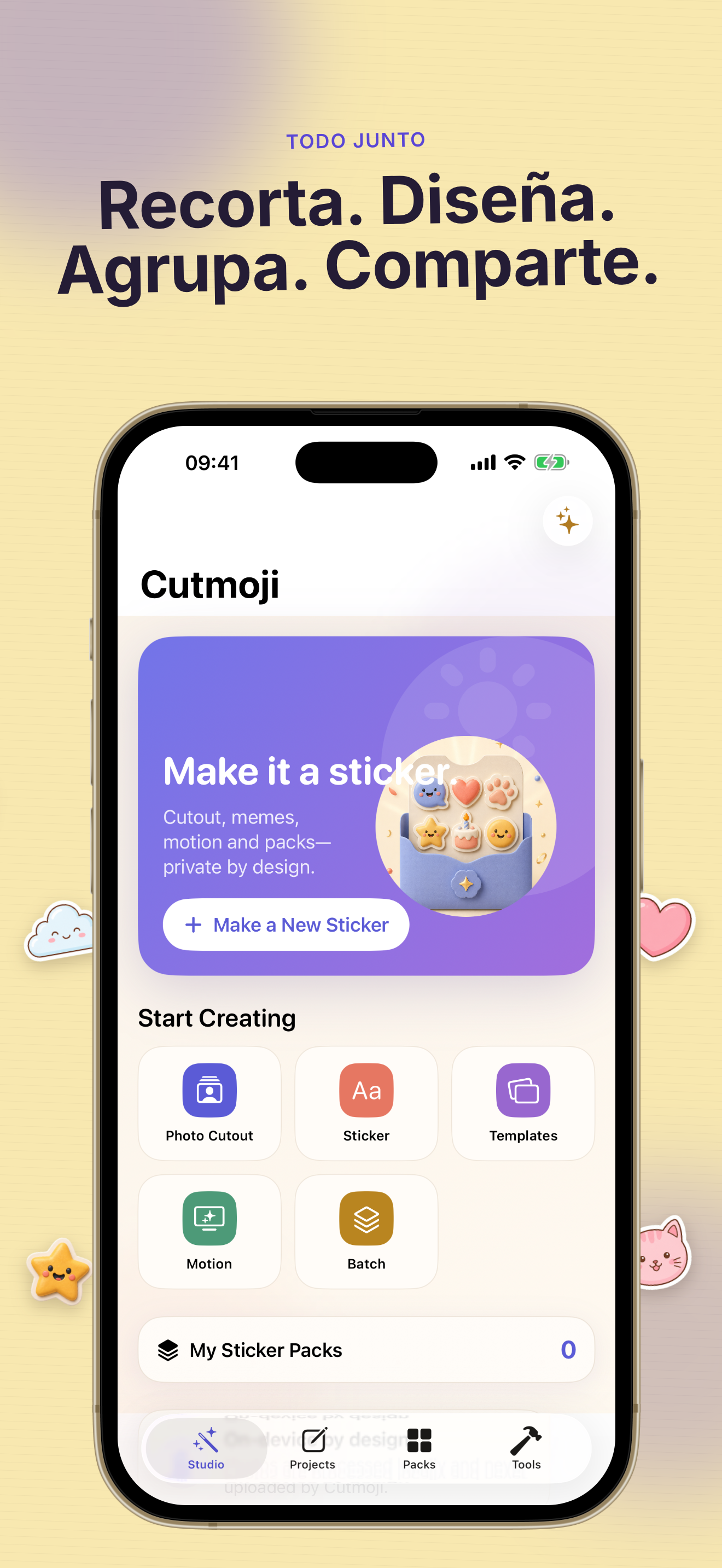 Presets de exportación de Cutmoji: Sticker Maker para apps de chat